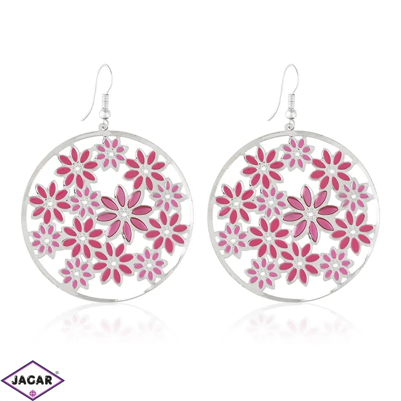 Kolczyki blaszane - pink flowers - EA2435 Kolczyki blaszane - pink flowers - EA2435