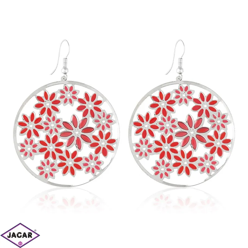 Kolczyki blaszane - red flowers - EA2436 Kolczyki blaszane - red flowers - EA2436