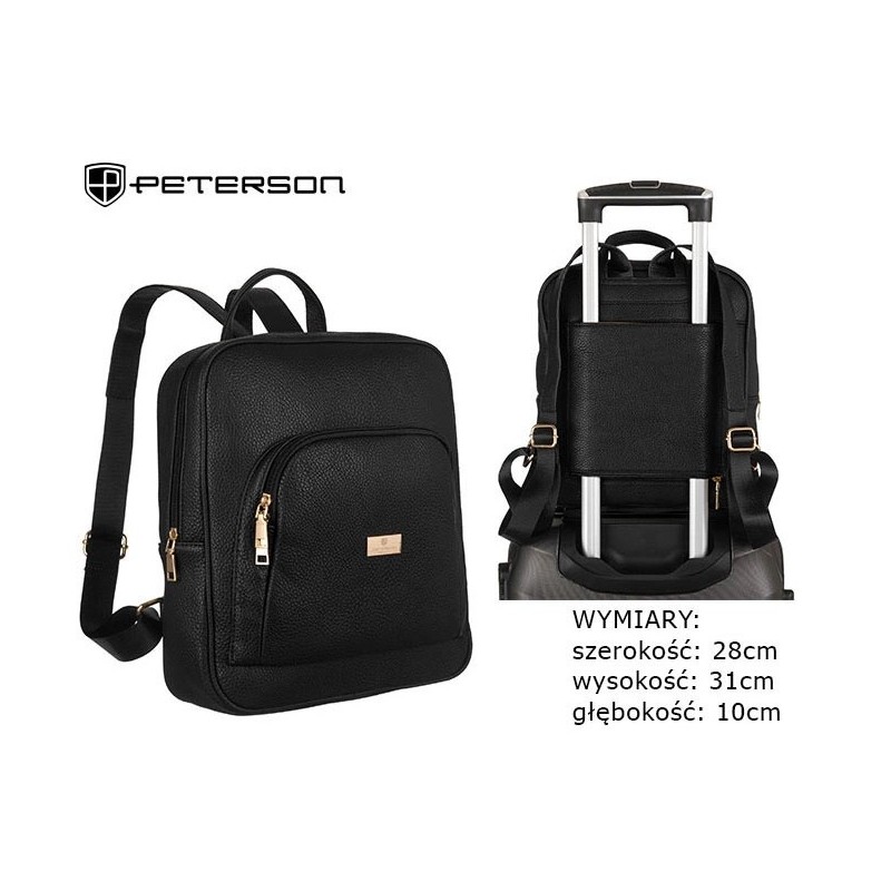 Plecak z eko skóry PTN PL-29601 Black PL538 Plecak z eko skóry PTN PL-29601 Black PL538