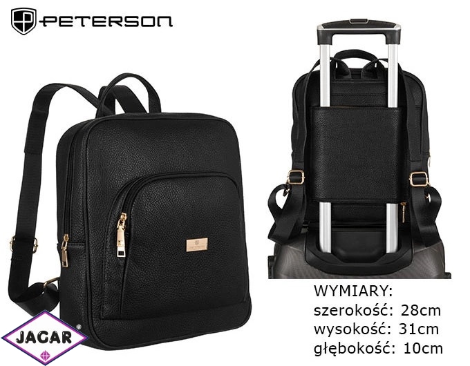 Plecak z eko skóry PTN PL-29601 Black PL538 Plecak z eko skóry PTN PL-29601 Black PL538