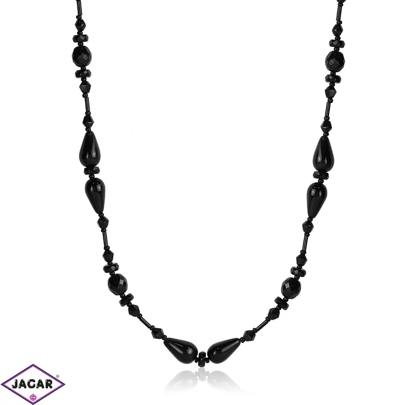 Naszyjnik perła czeska czarna 80cm - PER447