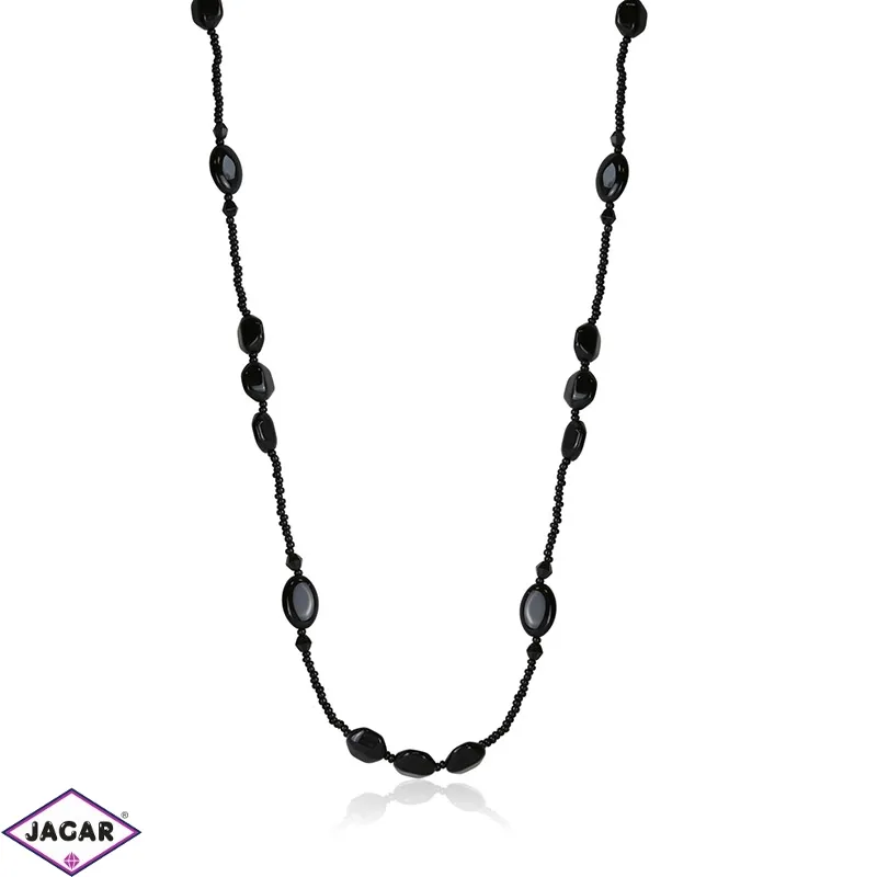 Naszyjnik perła czeska czarna 80cm - PER452