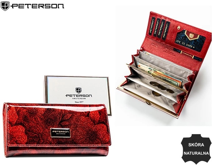 Portfel damski skóra+PU PTN PS401 Red P2591 Portfel damski skóra+PU PTN PS401 Red P2591