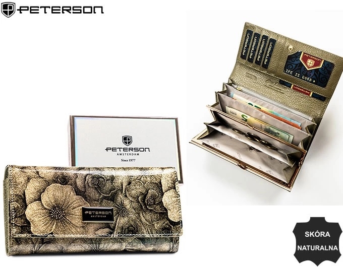 Portfel damski skóra+PU PTN PS401 Gold P2593 Portfel damski skóra+PU PTN PS401 Gold P2593