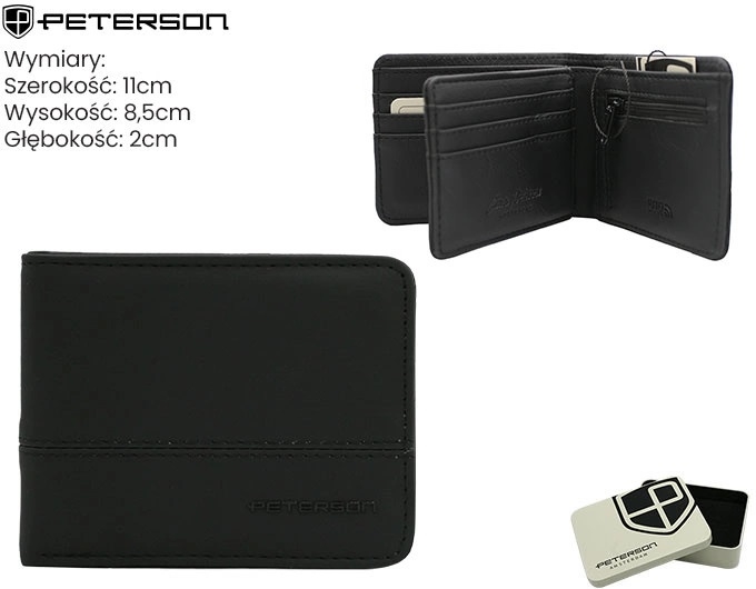 Portfel męski skórzany PTN EH-05Z Black P2608 Portfel męski skórzany PTN EH-05Z Black P2608