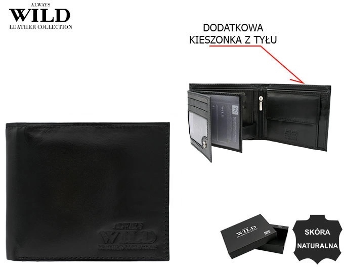 Portfel męski skórzany N992-P-GCL Black P2626 Portfel męski skórzany N992-P-GCL Black P2626