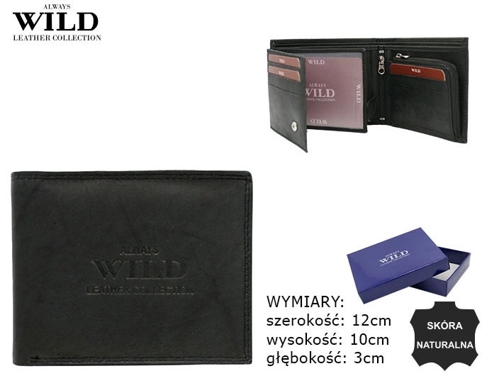 Portfel męski skórzany AW-N5-MAL Black P2627 Portfel męski skórzany AW-N5-MAL Black P2627