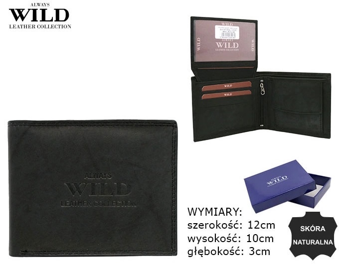 Portfel męski skórzany AW-N7-MAL Black P2628 Portfel męski skórzany AW-N7-MAL Black P2628
