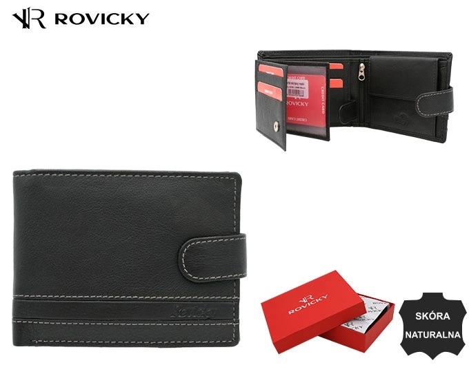Portfel męski skórzany 1045L-NDM Black P2636 Portfel męski skórzany 1045L-NDM Black P2636