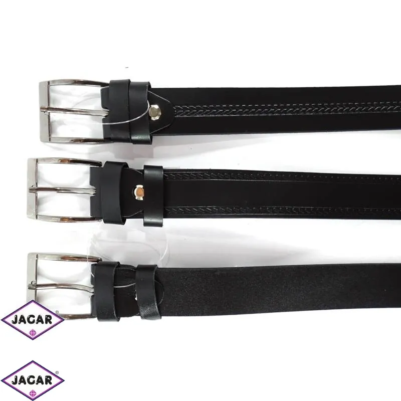 Pasek skórzany - czarny - 3cm - BLM165 Pasek skórzany - czarny - 3cm - BLM165