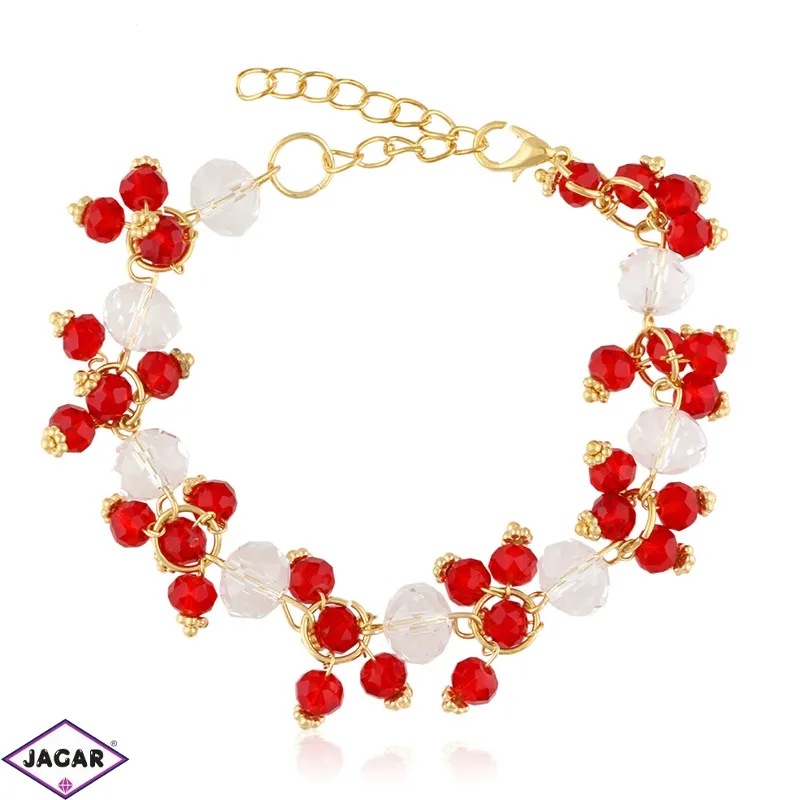 Bransoletka szlifowane koraliki - red - BRA2079 Bransoletka szlifowane koraliki - red - BRA2079