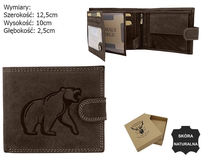 Portfel męski skórzany N992L-CHM-BEAR Brown P2691 Portfel męski skórzany N992L-CHM-BEAR Brown P2691