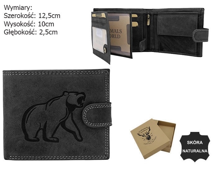 Portfel męski skórzany N992L-CHM-BEAR Black P2692 Portfel męski skórzany N992L-CHM-BEAR Black P2692