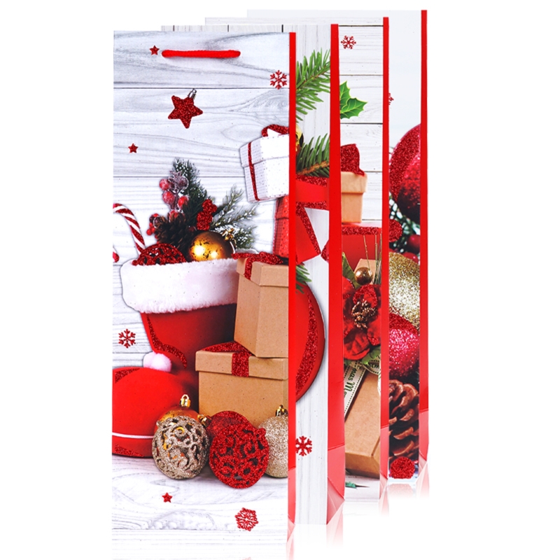 Torebki świąteczne na butelkę 35x12cm 12szt TP567 Torebki świąteczne na butelkę 35x12cm 12szt TP567