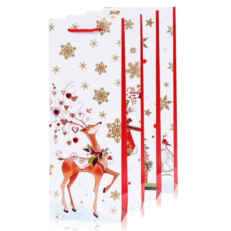 Torebki świąteczne na butelkę 35x12cm 12szt TP569 Torebki świąteczne na butelkę 35x12cm 12szt TP569