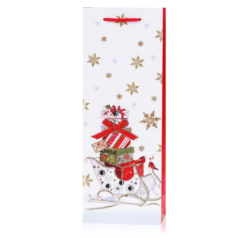 Torebki świąteczne na butelkę 35x12cm 12szt TP569 Torebki świąteczne na butelkę 35x12cm 12szt TP569