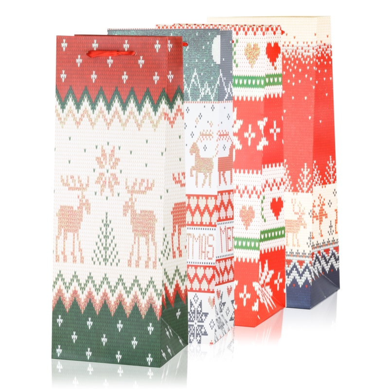 Torebki świąteczne na butelkę 35x12cm 12szt TP573 Torebki świąteczne na butelkę 35x12cm 12szt TP573