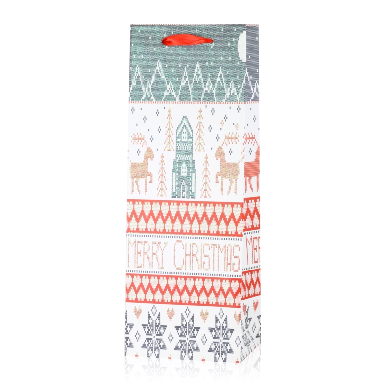 Torebki świąteczne na butelkę 35x12cm 12szt TP573 Torebki świąteczne na butelkę 35x12cm 12szt TP573