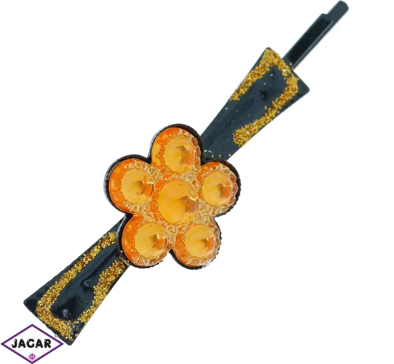 Wsuwka z brokatem i kwiatkiem - 6cm - OS632 Wsuwka z brokatem i kwiatkiem - 6cm - OS632