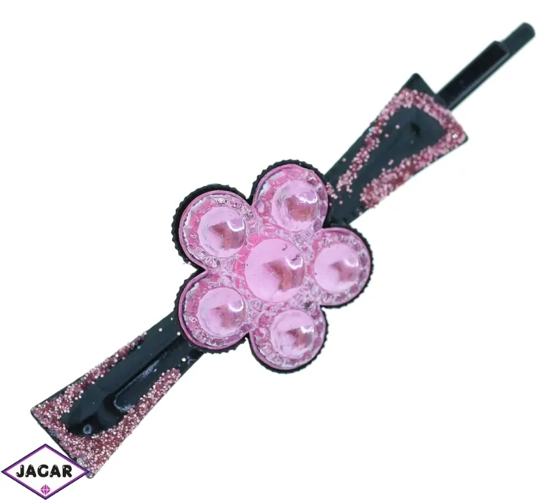 Wsuwka z brokatem i kwiatkiem - 6cm - OS632 Wsuwka z brokatem i kwiatkiem - 6cm - OS632