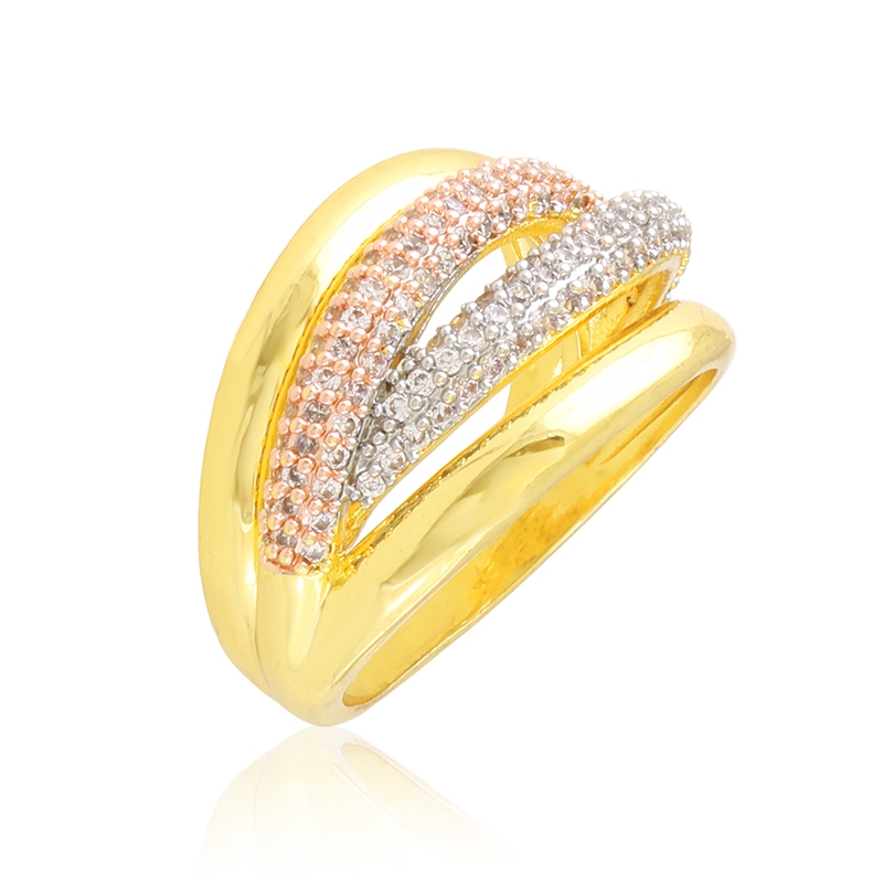 Pierścionek 14k bicolor z kryształkami PP7300 Pierścionek 14k bicolor z kryształkami PP7300