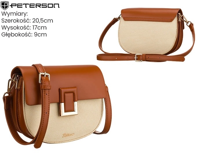 Torebka damska PTN PIWONIA Ecru-Brown TD1459 Torebka damska PTN PIWONIA Ecru-Brown TD1459