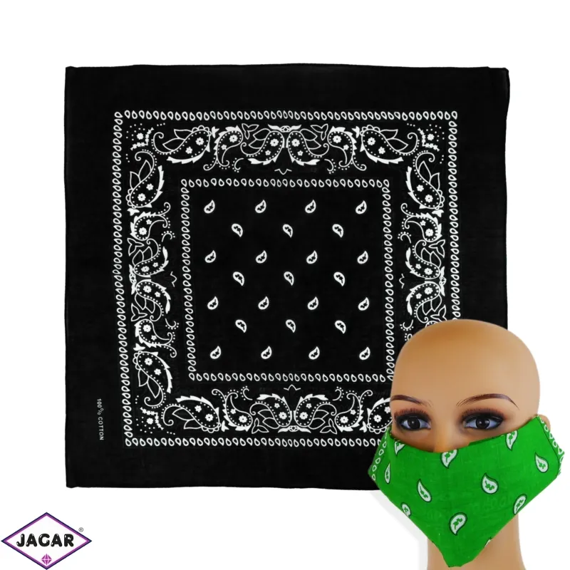 Chustka bandanka 55x55cm - czarna - WO1028 Chustka bandanka 55x55cm - czarna - WO1028