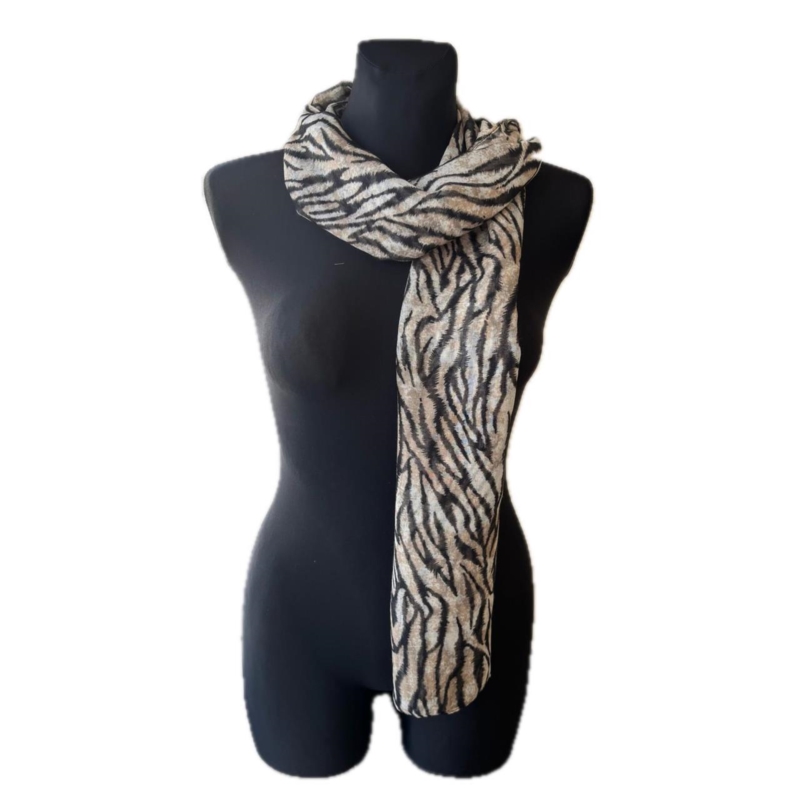 Szalik cienki zebra szary WO2610