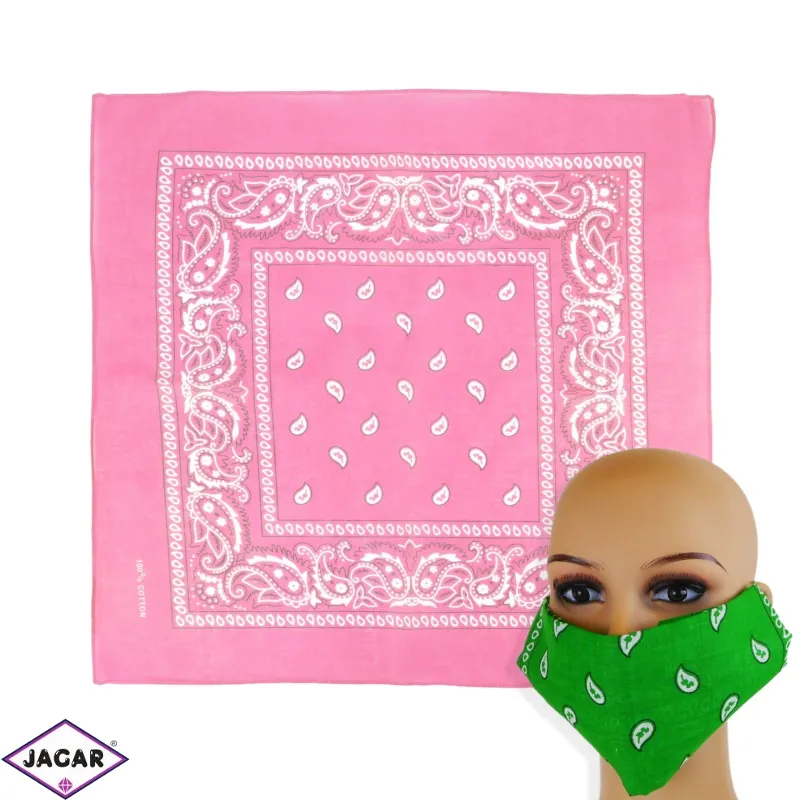 Chustka bandanka 55x55cm - różowa - WO1034 Chustka bandanka 55x55cm - różowa - WO1034