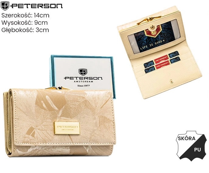 Portfel damski skóra+PU PTN PS108-MLF Beige P2700