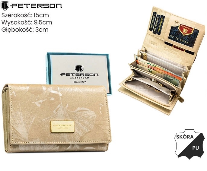 Portfel damski skóra+PU PTN PS112-MLF Beige P2703