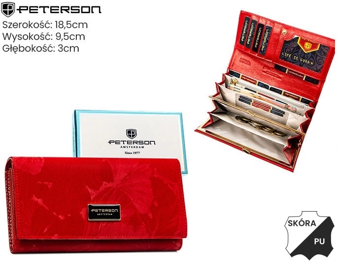 Portfel damski skóra+PU PTN PS122-MLF Red P2704