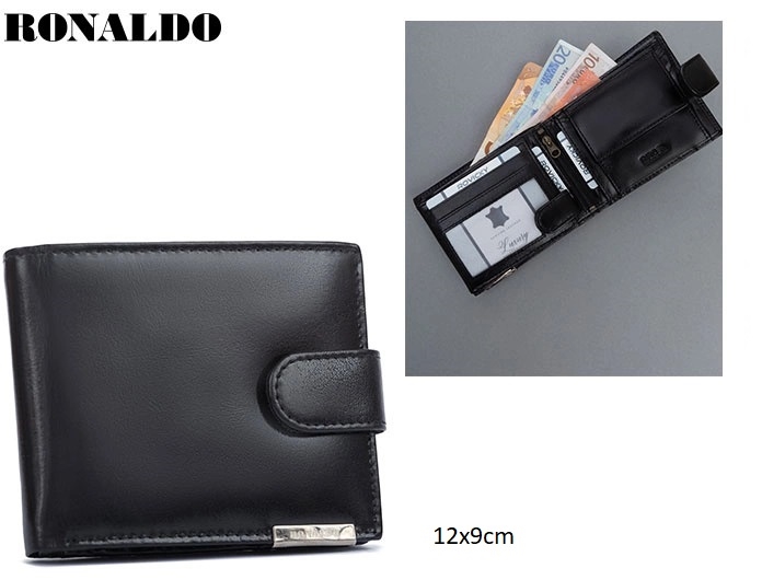Portfel męski skórzany RM-02L-BFC Black P2710