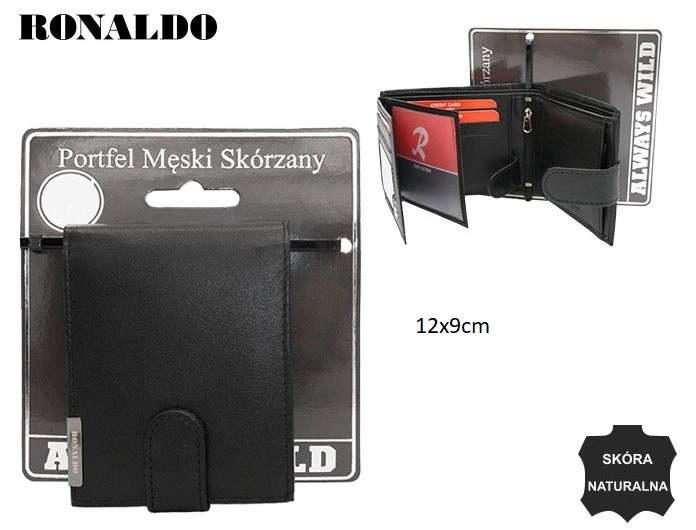 Portfel męski skórzany RM-02L-BDF Black P27101