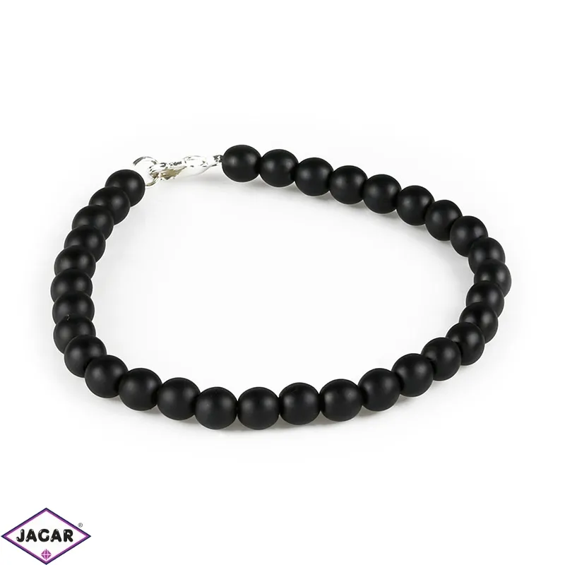 Bransoletka perła czeska czarna mat. 0,8cm BRA2225 Bransoletka perła czeska czarna mat. 0,8cm BRA2225