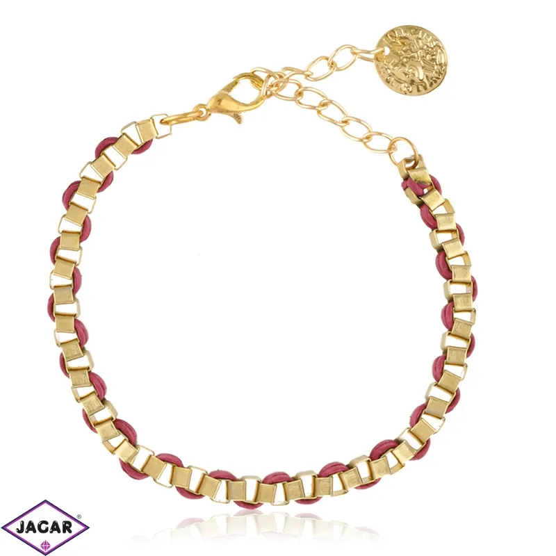 Bransoletka z rzemieniem - różowy - BRA2462 Bransoletka z rzemieniem - różowy - BRA2462