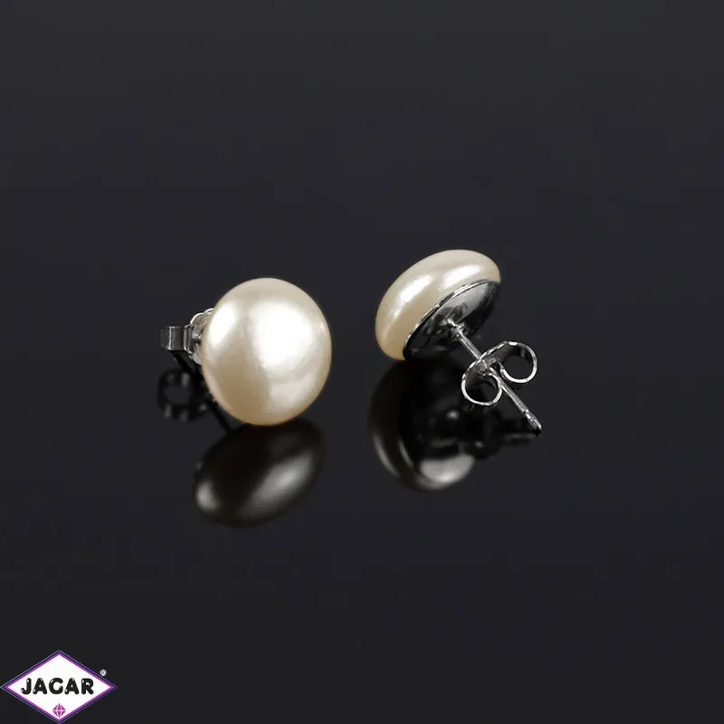 Kolczyki czeskie perła płask ecru 1,2cm48/9 EA2875 Kolczyki czeskie perła płask ecru 1,2cm48/9 EA2875