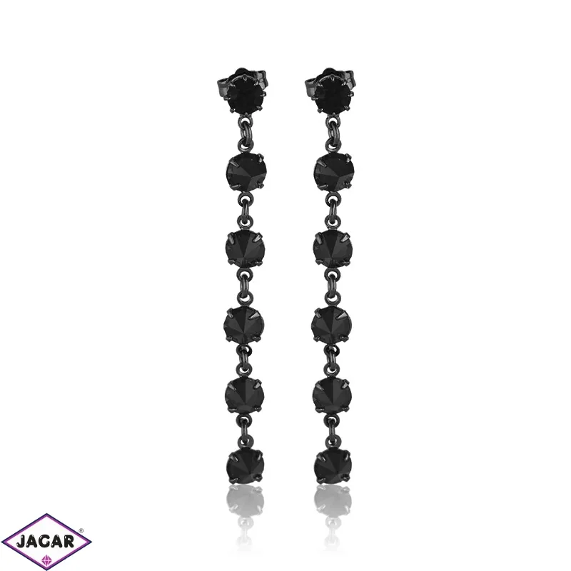Kolczyki czeskie kryształy czarne 6cm 63/38 EA3003 Kolczyki czeskie kryształy czarne 6cm 63/38 EA3003