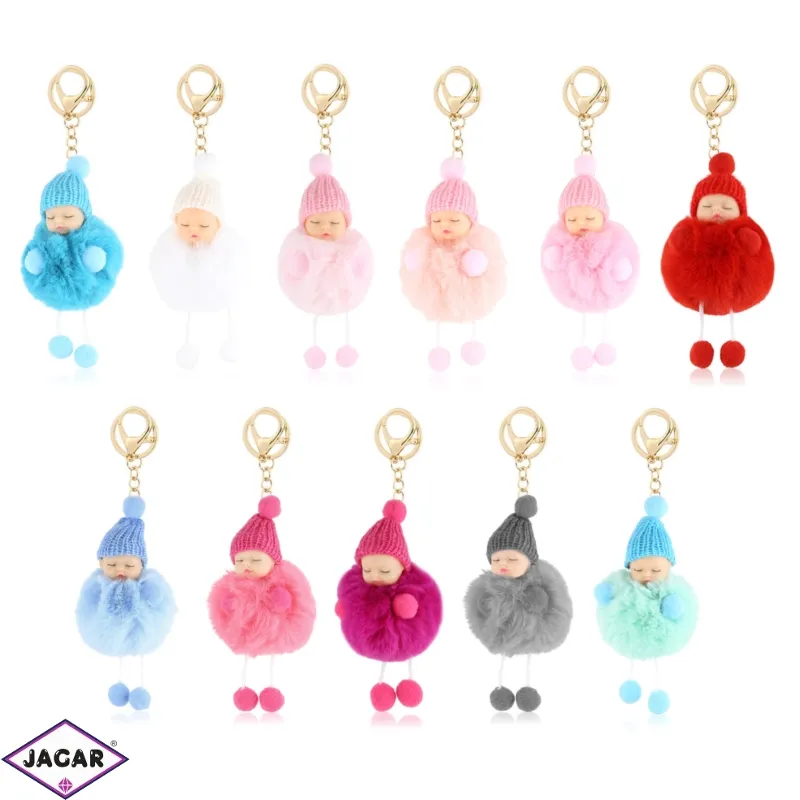 Brelok śpiący bobas - pompon - 12szt - PU274 Brelok śpiący bobas - pompon - 12szt - PU274