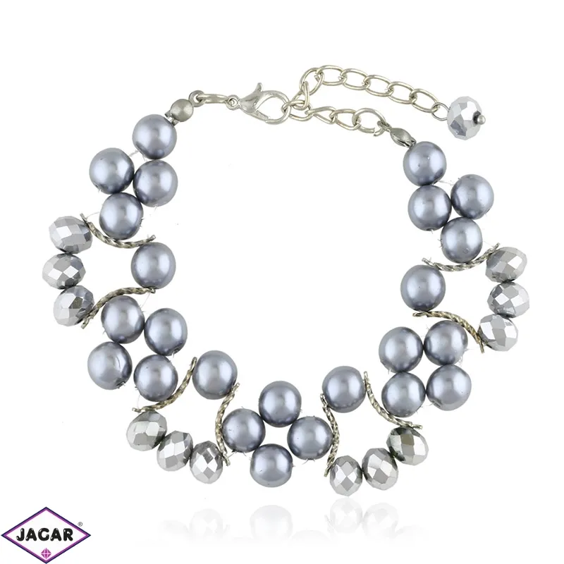 Bransoletka z perełek - szara BRA3299 Bransoletka z perełek - szara BRA3299