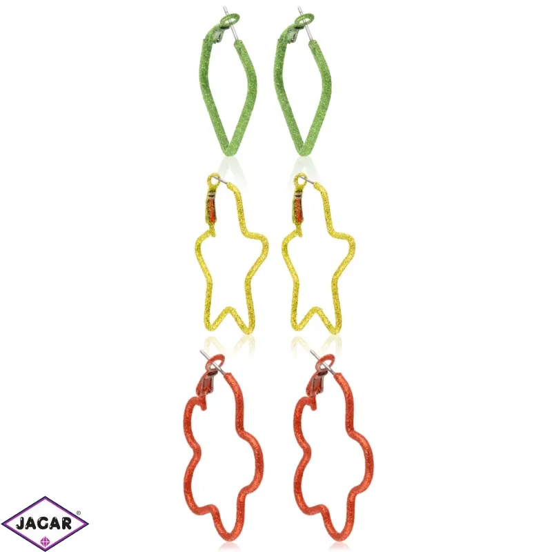 Kolczyki brokatowe geometryczne 3pary EA3753 Kolczyki brokatowe geometryczne 3pary EA3753