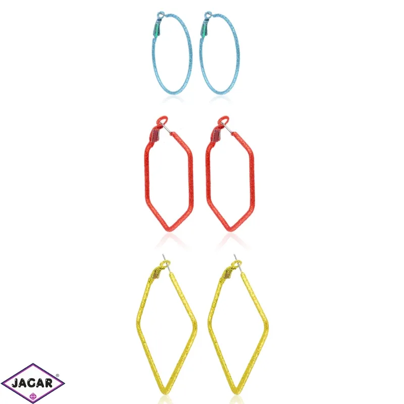 Kolczyki brokatowe geometryczne 3pary EA3755 Kolczyki brokatowe geometryczne 3pary EA3755