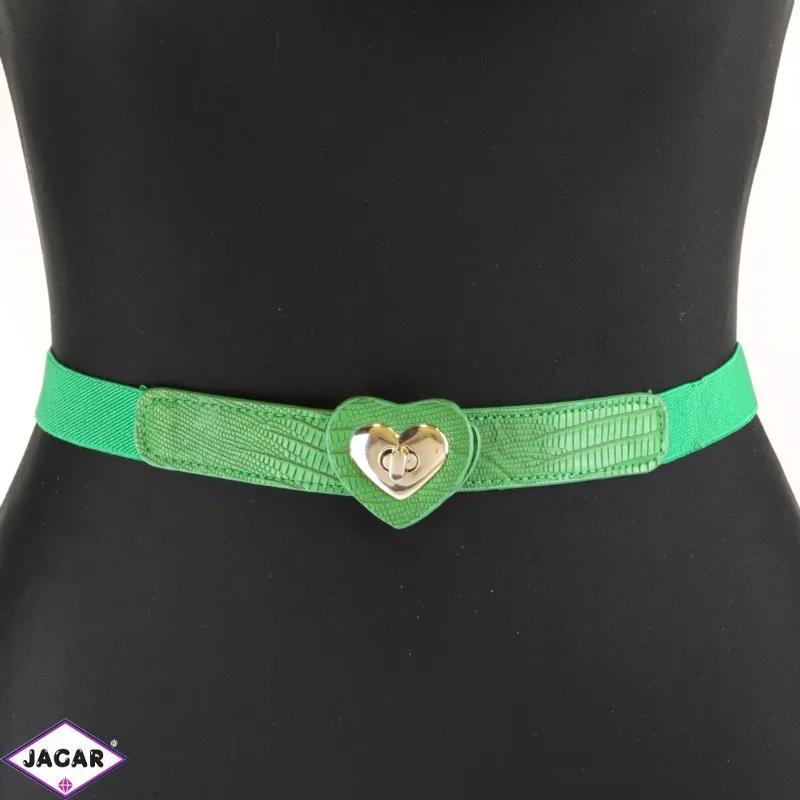 Pasek na gumie z serduszkiem - green BL327 Pasek na gumie z serduszkiem - green BL327
