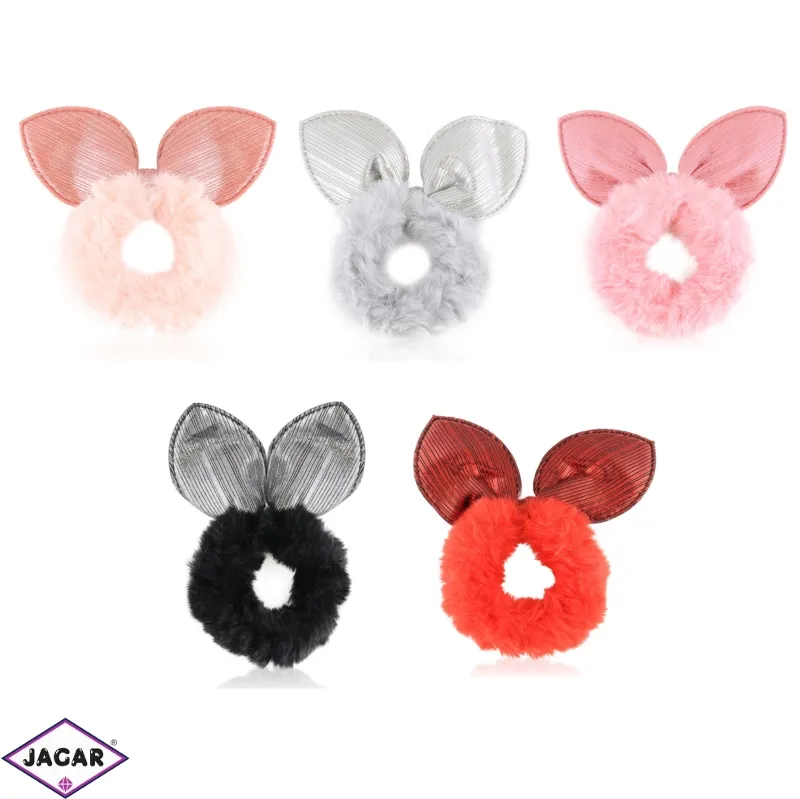 Gumki scrunchie futerkowe uszka 12szt/op OG1394 Gumki scrunchie futerkowe uszka 12szt/op OG1394