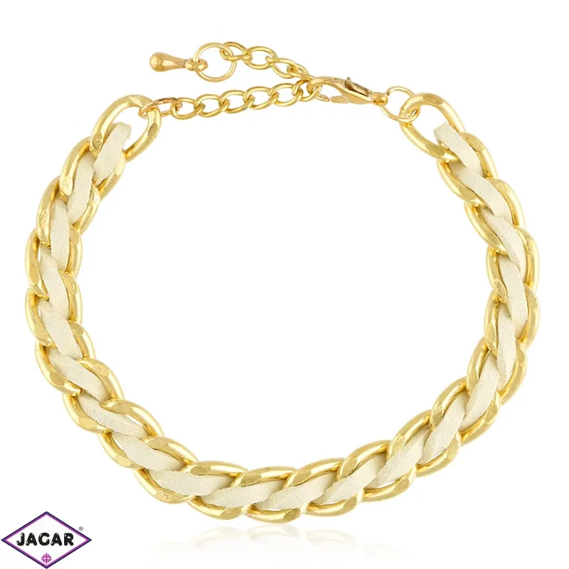 Bransoletka łańcuch z rzemykiem - BRA3934 Bransoletka łańcuch z rzemykiem - BRA3934