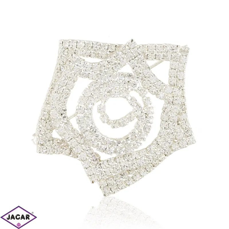 Broszka czeskie kryształki róża 4,5cm BR852 Broszka czeskie kryształki róża 4,5cm BR852