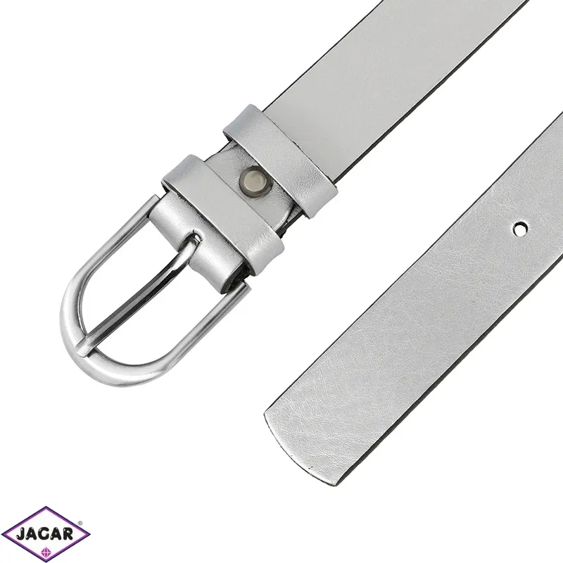 Pasek skórzany damski - Srebrny - 3cm - BL41 Pasek skórzany damski - Srebrny - 3cm - BL41